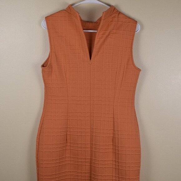 Sharagano Bodycon Terracotta Textured Knit Midi Sheath Dress Career Spring - 8 - Picture 6 of 8